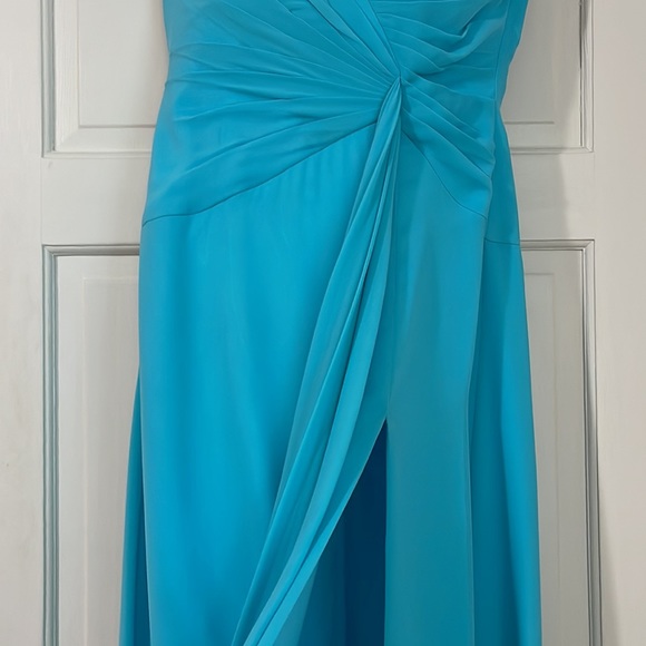 Strapless Formal w/front slit and back draped train- Sz 12 - Picture 5 of 10